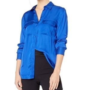 Equipment - Signature Satin Shirt - Blue